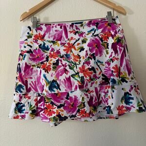 Dona Jo Womens Floral Skort Size 3 (XL) Pickleball Tennis Golf Athletic Ruffle